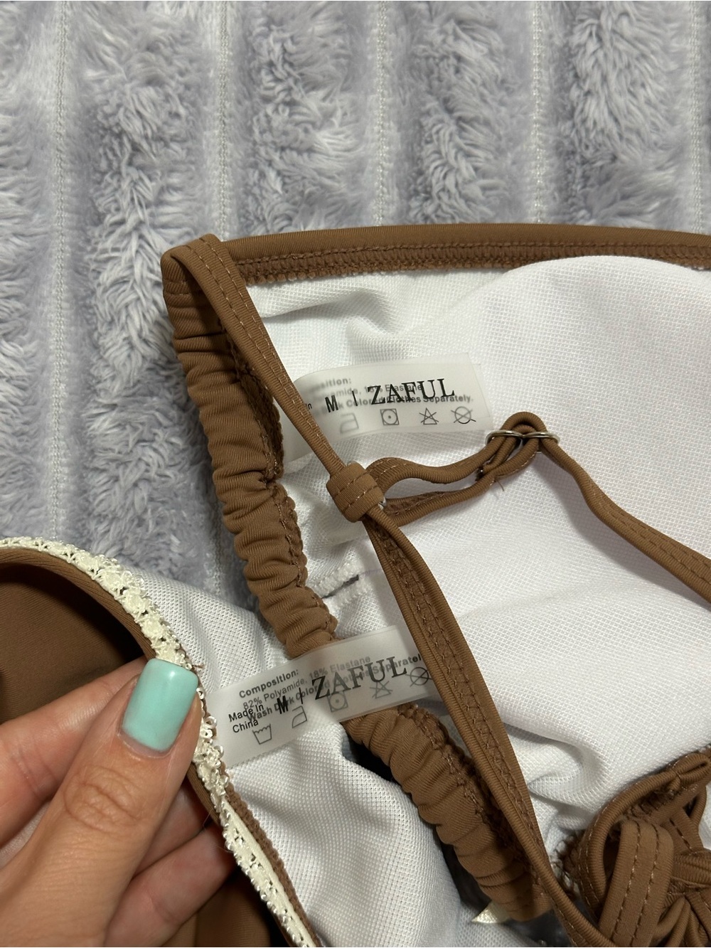 Zaful Brown Ruffle Triangle Bikini Set - Picture 4 of 4